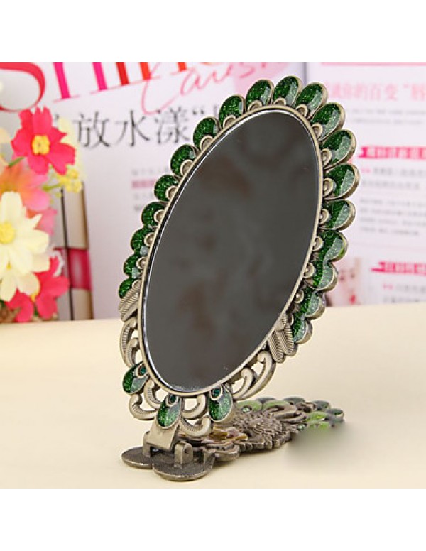 Cosmetic Mirror Makeup Folding Table Peacock Mirror Handmade Russian Ethnic Portable Retro Home Decoration Craft Gift  