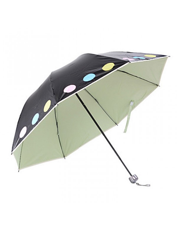 Green / Blue / Pink / Purple / Beige Folding Umbrella Sunny and Rainy Textile Travel / Lady / Men  