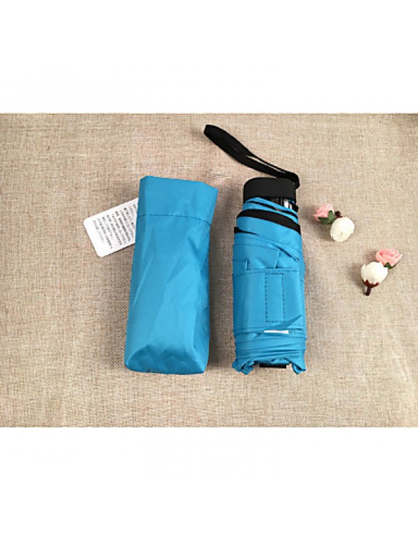 Ultra Light And Compact Mini Half Off Fold Umbrella Female Black Plastic Sun Sunscreen  