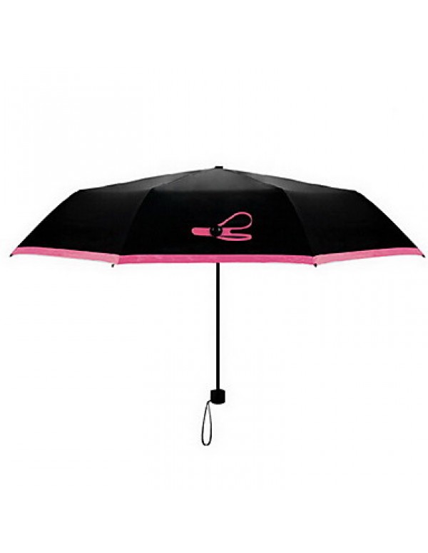 Red / Yellow Folding Umbrella Sunny and Rainy Textile Travel / Lady / Men  