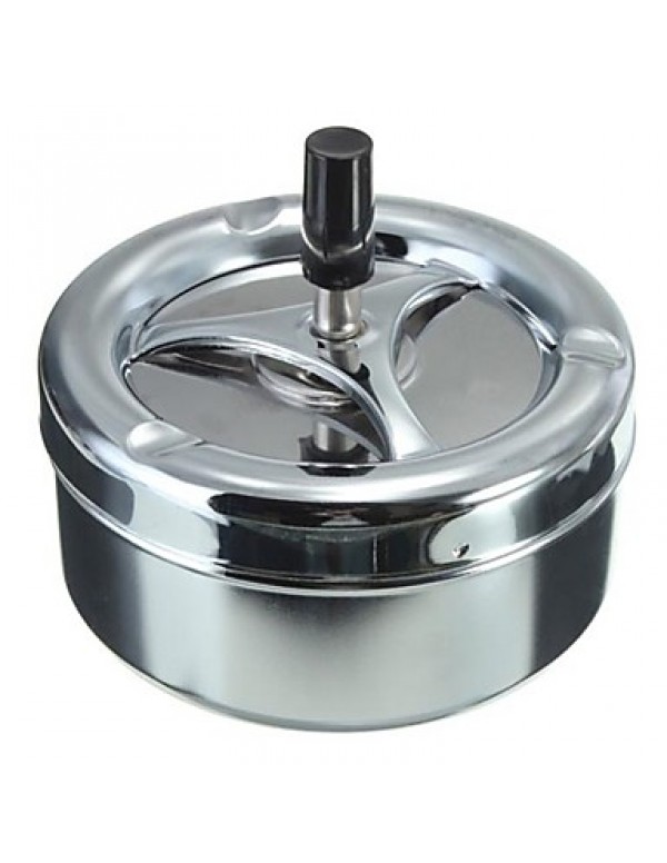 Metal Ashtray Spinning Black Rotation Plain Cigarette Ash Tray Push Down Smoking  