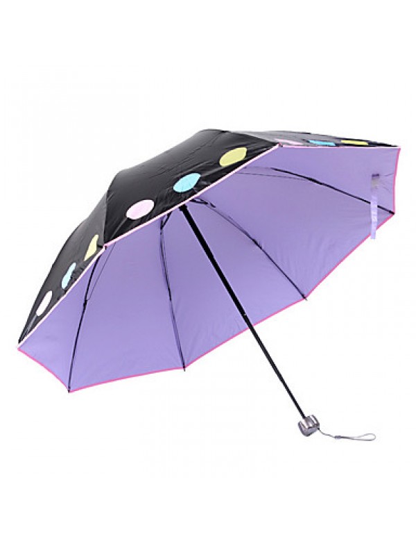 Green / Blue / Pink / Purple / Beige Folding Umbrella Sunny and Rainy Textile Travel / Lady / Men  