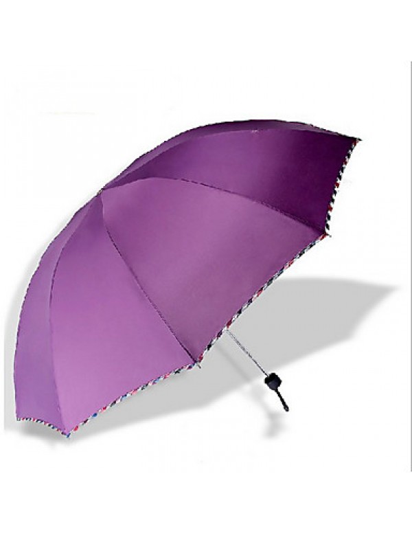 Blue / Purple Folding Umbrella Sunny and Rainy Textile Travel / Lady / Men  
