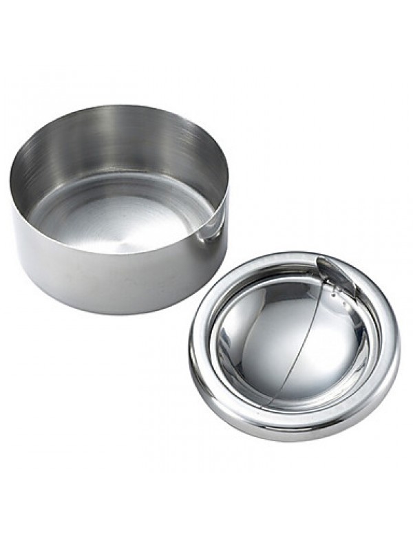 Stainless Steel Windproof Ashtrays Flip-top Table-Top Smokeless Ashtray  