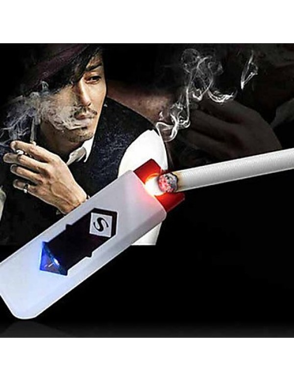 smart cigarette lighter USB Smart Electronic Cigarette Lighter Rechargeable Flashlight Keychain  Lighter Party (Random Color)