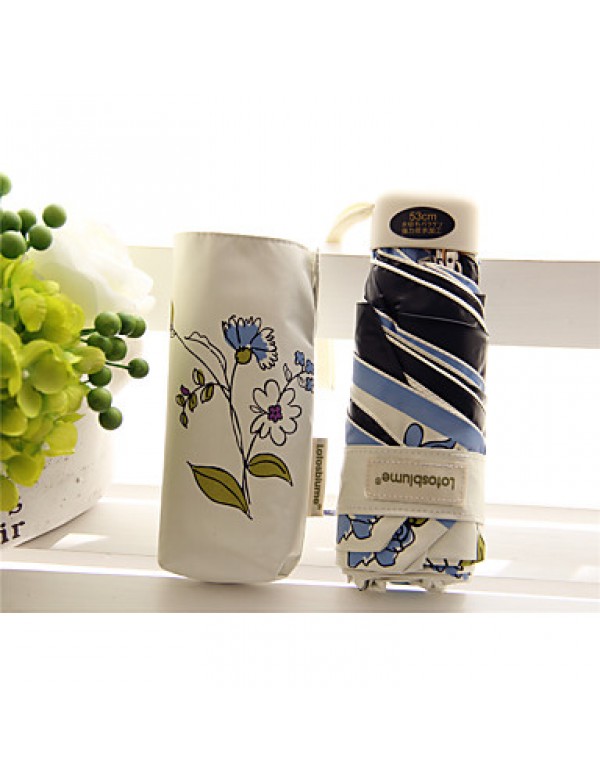 Hand Painted Flowers Half Off Umbrella, Clear Umbrella, Fresh, Black Plastic, Super Light, Super Sun Shade Umbrella  