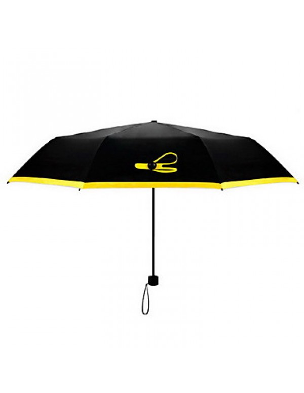 Red / Yellow Folding Umbrella Sunny and Rainy Textile Travel / Lady / Men  