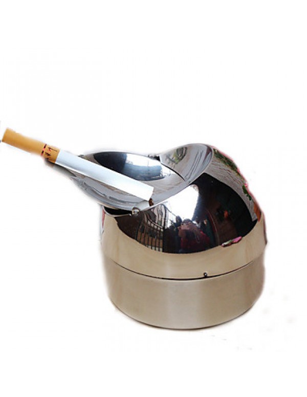 Stainless Steel Metal CylInder Cigarette Cigar Ashtray Silver Tone  