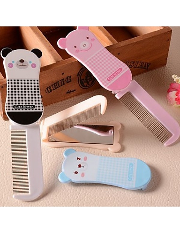 Folding Combs Pocket Hair Brushes Portable Foldable Comb with Mirror(Ramdon Color)  