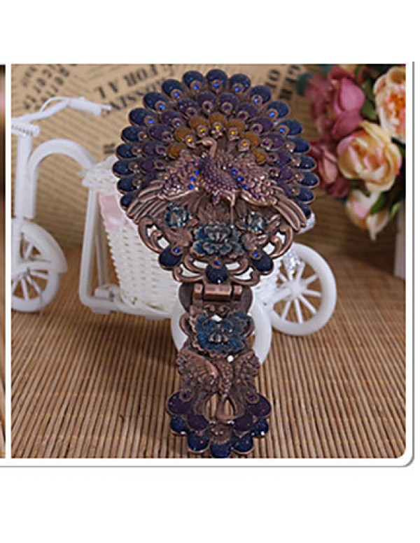Cosmetic Mirror Makeup Folding Table Peacock Mirror Handmade Russian Ethnic Portable Retro Home Decoration Craft Gift  