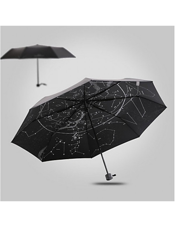 Black Folding Umbrella Sunny and Rainy Textile Travel / Lady / Men  