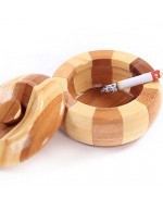 Apple Shape Bamboo Cool Ashtray Round Wo...