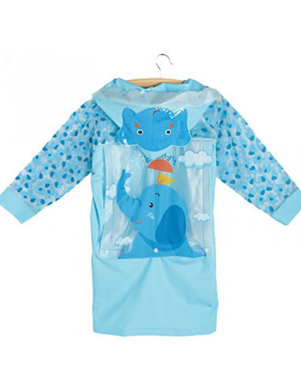 Blue Raincoat Rainy Plastic Kids / Travel  