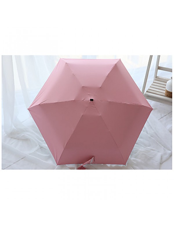 Candy Color Black Plastic Five Folding Mini Umbrella Sun Umbrella Sun Anti Ultraviolet Umbrella  