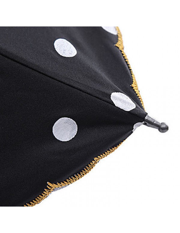 Black / Pink Folding Umbrella Sunny and Rainy Textile Travel / Lady  