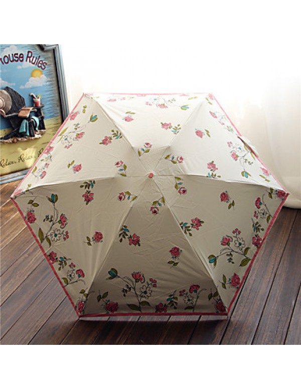 Hand Painted Flowers Half Off Umbrella Small And Pure And Fresh And Translucent Super Sun Umbrella  