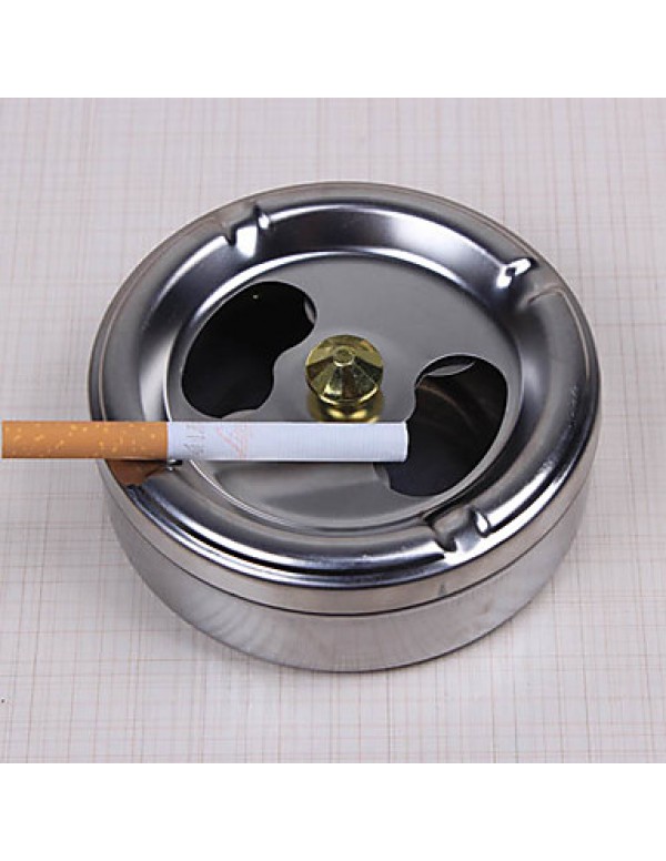 Smoking Accessories Stainless Steel Ashtray Lid Rotation Fully Enclosed  