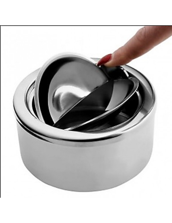 Stainless Steel Windproof Ashtrays Flip-top Table-Top Smokeless Ashtray  