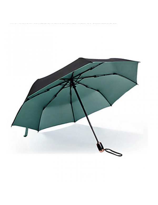 Green / Blue / Gold Folding Umbrella Sunny and Rainy Textile Travel / Lady / Men  